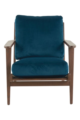 Fauteuil en hévéa - Bleu pétrole - En tissu velours