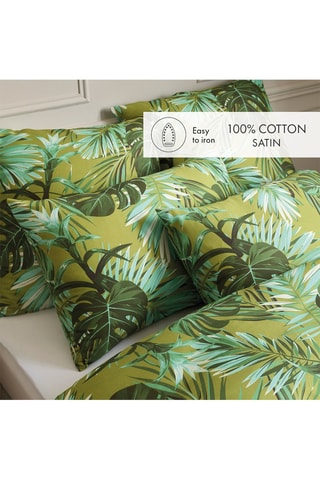 Funda de almohada de satén de algodón 80 hilos/cm² Tropical - Verde