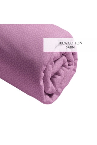 Sábana bajera de satén de algodón 80 hilos/cm² - Fleurs vintage - Lila