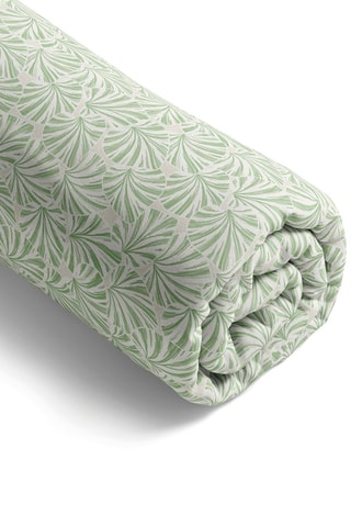 Sábana bajera de satén de algodón 80 hilos/cm² Feuilles de cœur - Verde