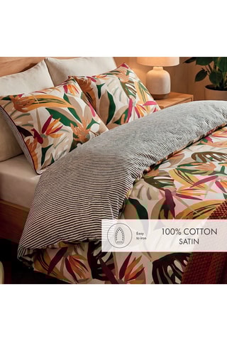 2 fundas de almohada reversibles de satén de algodón 80 hilos/cm² - Naranja