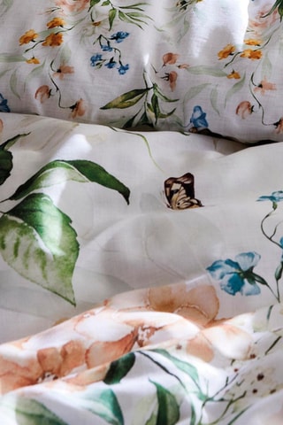 2 fundas de almohada de satén de algodón 80 hilos/cm² Jardin des Fleurs - Blanco