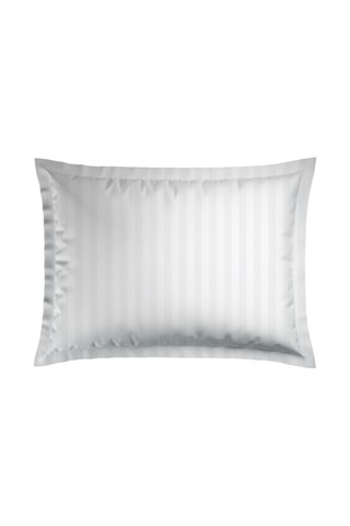 2 fundas de almohada de satén de algodón 79 hilos/cm² Dobby Stripe - Blanco