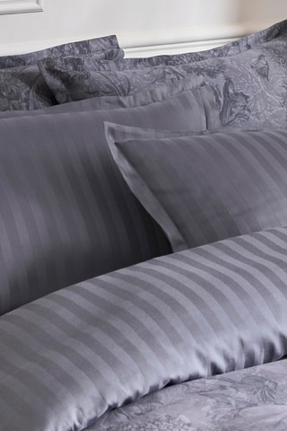 2 fundas de almohada de satén de algodón 79 hilos/cm² Toile Fleurie - Gris oscuro