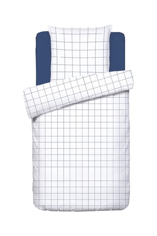 Juego de nórdico de satén de algodón 200 hilos/cm² Grands Carreaux - Blanco