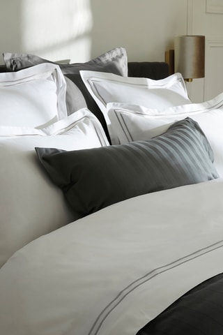 Juego de nórdico de satén de algodón 80 hilos/cm² Nice - Blanco y plateado