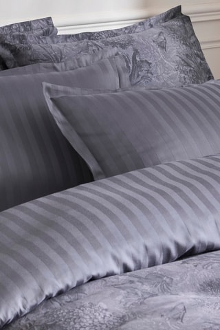 Juego de nórdico de satén de algodón 79 hilos/cm² Toile Fleurie - Gris oscuro