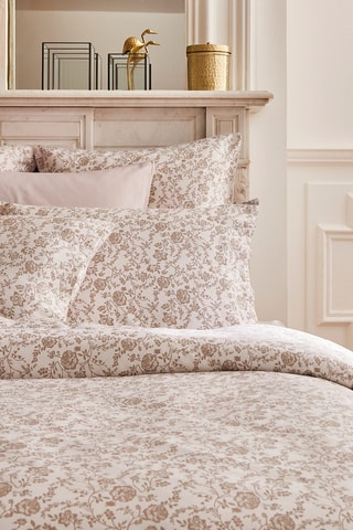 Juego de nórdico de satén de algodón 200 hilos/cm² Parterre de Roses - Blanco