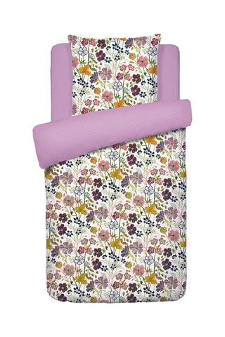 Juego de nórdico de satén de algodón 80 hilos/cm² Fleurs vintage - Blanco