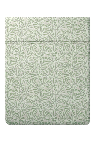 Sábana encimera de satén de algodón 80 hilos/cm² Feuilles de cœur - Verde oscuro