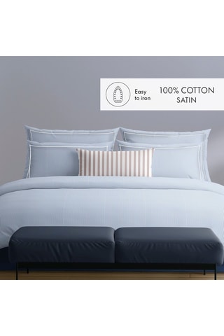 Sábana encimera de percal de algodón 80 hilos/cm² Nantes - Celeste y blanco