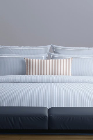 Sábana encimera de percal de algodón 80 hilos/cm² Nantes - Celeste y blanco