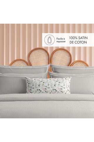 Sábana encimera de percal de algodón 80 hilos/cm² Nantes - Topo y crudo