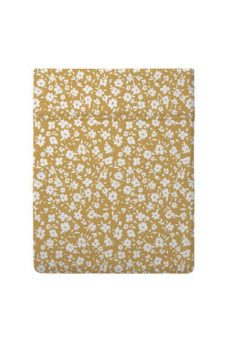 Sábana encimera de satén de algodón 200 hilos/cm² Elégance -  Amarillo