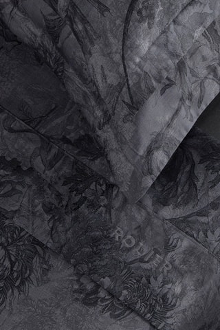 Juego de sábanas de satén de algodón 80 hilos/cm² Toile Fleurie - Gris oscuro