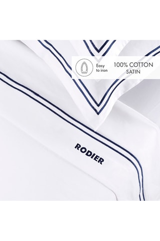 Juego de sábanas de satén de algodón 80 hilos/cm² Nice - Azul oscuro y blanco