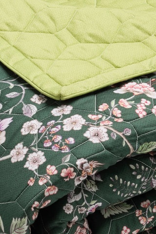 Colcha XL de satén de algodón 80 hilos/cm² Murmure floral - Verde
