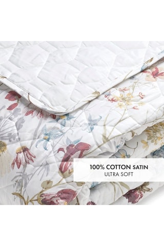 Colcha de satén de algodón 80 hilos/cm² Colibri chantant - Blanco