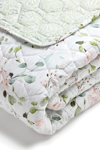 Colcha de satén de algodón 80 hilos/cm² Eclat d’eucalyptus - Blanco