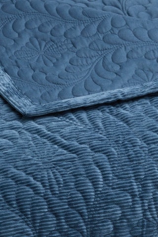 Colcha de terciopelo Flower - Azul oscuro