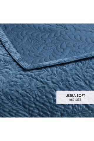 Colcha de terciopelo Flower - Azul oscuro