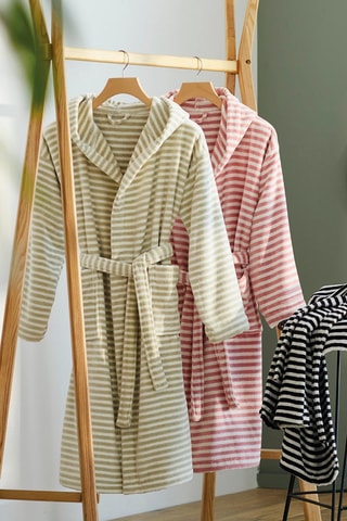 Albornoz con capucha Bahamas - Verde y blanco