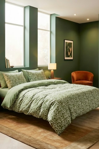 Sábana bajera de satén de algodón 80 hilos/cm² - Verde