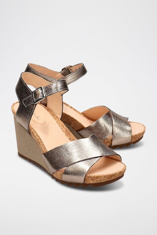 Sandales compensées en nubuck Flex - Doré