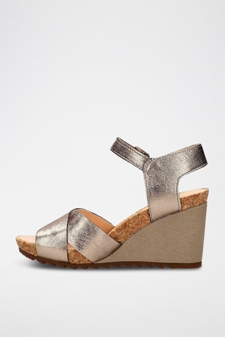 Sandales compensées en nubuck Flex - Doré