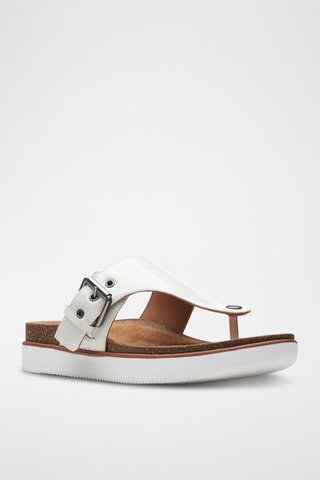 Tongs en cuir Elayne Step - Blanc