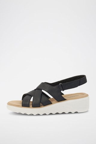 Sandales compensées en cuir Jillian - Noir