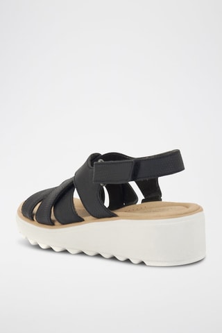 Sandales compensées en cuir Jillian - Noir