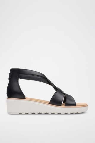 Sandales compensées en cuir Jillian - Noir