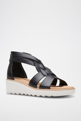 Sandales compensées en cuir Jillian - Noir