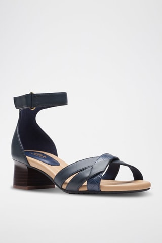 Sandales à talons en cuir Lily - Bleu marine