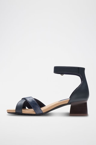 Sandales à talons en cuir Lily - Bleu marine