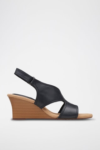 Sandales compensées en cuir Kyarra - Noir