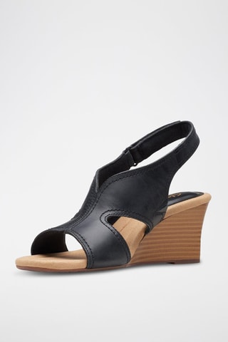 Sandales compensées en cuir Kyarra - Noir