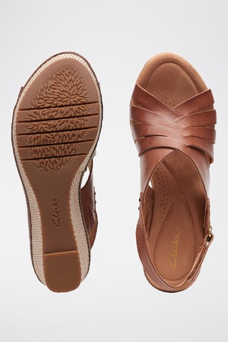 Sandales compensées en cuir Elleri - Camel