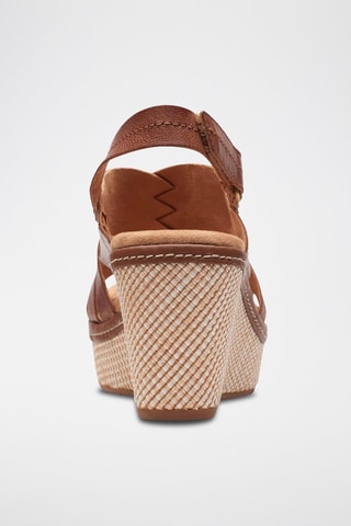 Sandales compensées en cuir Elleri - Camel