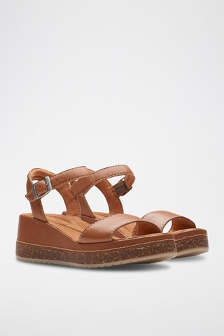 Sandales compensées en cuir Kassanda - Marron