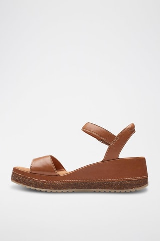 Sandales compensées en cuir Kassanda - Marron