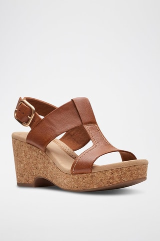 Sandales à talons en cuir Giselle - Marron clair