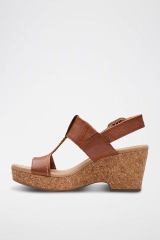 Sandales à talons en cuir Giselle - Marron clair