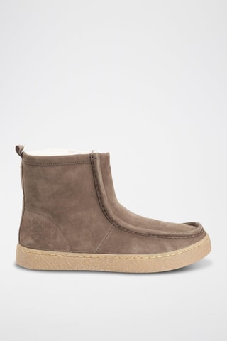 Bottines plateformes fourrées en nubuck Barleigh Pull - Taupe