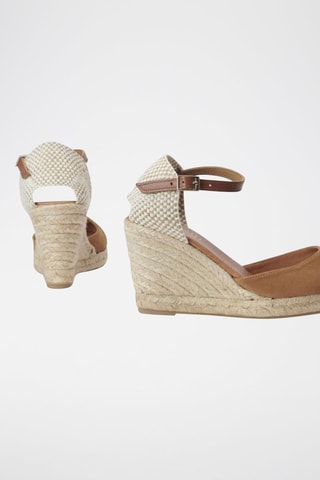Espadrillas con zeppa in pelle scamosciata di capra - Cammello