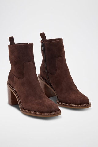 Kalfsnubuck Enkellaarzen Kaiala - Donkerbruin