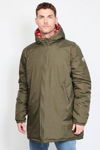 Piumino double face con cappuccio Amsterdam - Kaki e rosso