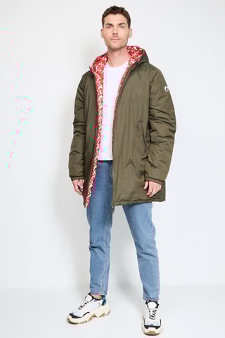 Piumino double face con cappuccio Amsterdam - Kaki e rosso