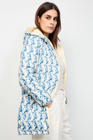 Dubbelzijdige Gewatteerde Jas met Capuchon Roma - Wit en Blauw